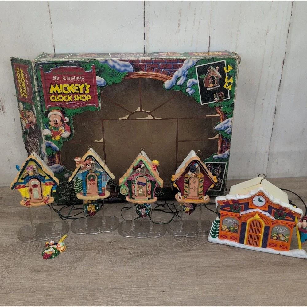 Vintage Mr. Christmas Mickeys Clock Shop 1993 Disney Songs Tested Disney